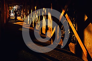 Silhouette of construction worker scaffold