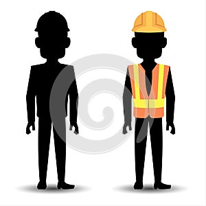 Silhouette of construction worker - vector illustration.