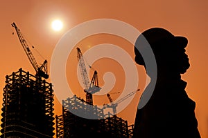 The Silhouette of Construction workers