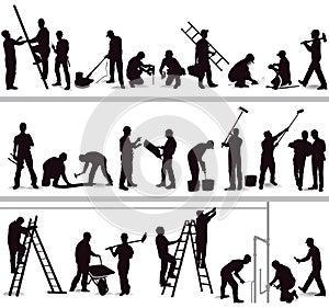 Silhouette of construction workers