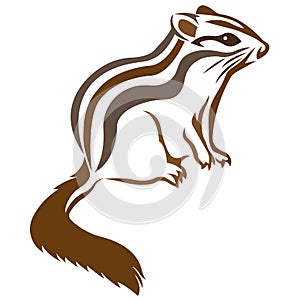 The silhouette, the contour of the rodent, the chipmunk painted in brown over a white background