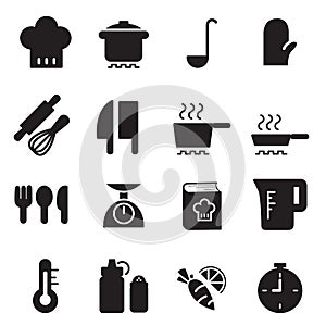 Silhouette Cooking icons set