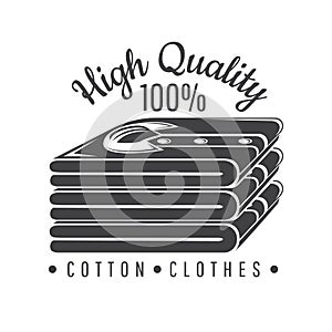 Silhouette of cotton stack of shirts. Logo for textile, fabric, cloth