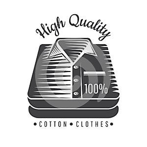 Silhouette of cotton stack of shirts from top view. Logo for textile, fabric, cloth,