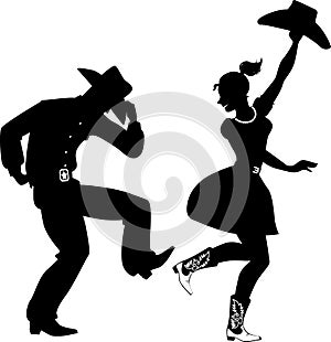 Silhouette of Country-Western dancers