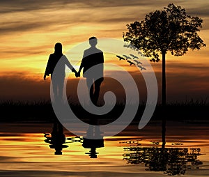 Silhouette of couple