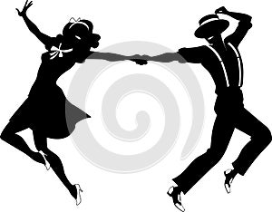 Silhouette of a couple dancing