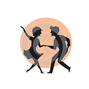 Silhouette of a couple dancing twist