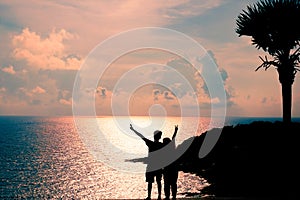 Silhouette of Couple with Seascape