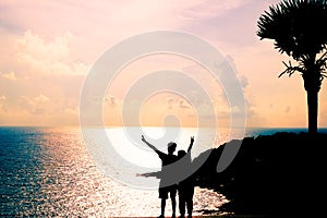 Silhouette of Couple with Seascape