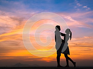 Silhouette of Couple at Sunset