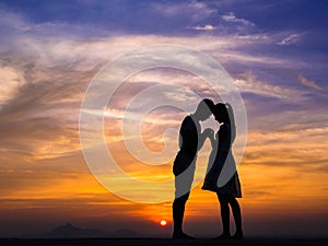 Silhouette of Couple at Sunset