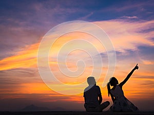 Silhouette of Couple at Sunset