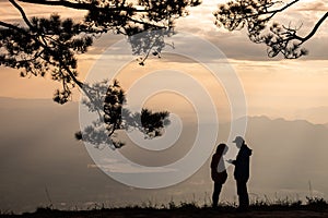 silhouette of a couple from the viewpoint