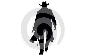 Silhouette of cowboys walking, Cowboy in various action, cowboys walking vector