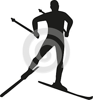 Silhouette cross country skiing