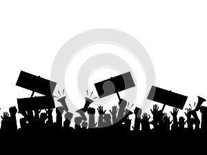 Silhouette crowd of people protesters. Protest. revolution. conflict. vector illustration