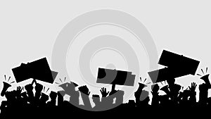 Silhouette crowd of people protesters. Protest. revolution. conflict. vector illustration