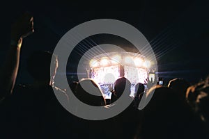 Silhouette of the crowd at a rock concert.