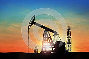 Silhouette of crude oil pump