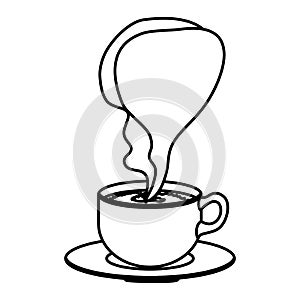 silhouette cup coffee with smoke arom