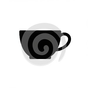 Silhouette of a cup with a handle, set against a white background. The shape is classic