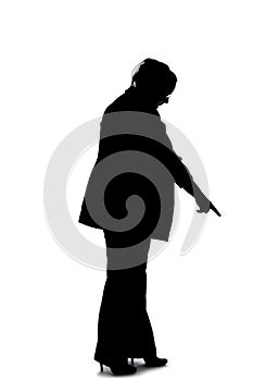 Silhouette of a Curvy Businesswoman Pointing at Something