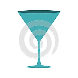 silhouette cyan color with drink cocktail glass