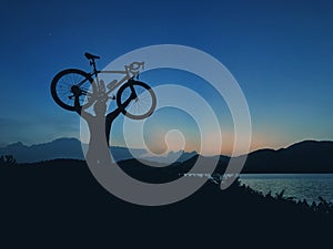 silhouette cyclists