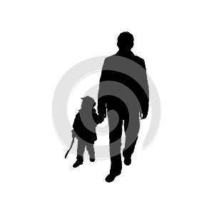 Silhouette of dad and baby son. Vector