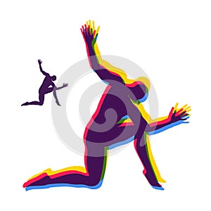 Silhouette of a Dancer. Gymnast. Man is Posing and Dancing. Sport Symbol. Design Element. Vector Illustration