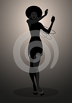 Silhouette of dancer and soul singer in the style of the sixties