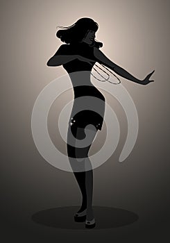 Silhouette of dancer and soul singer in the style of the sixties