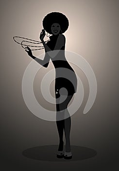 Silhouette of dancer and soul singer in the style of the sixties