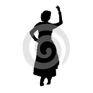 Silhouette of dancing indian woman. Indian culture and religion.