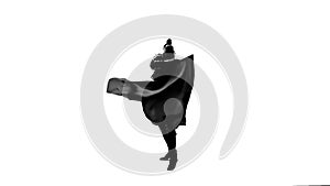 Silhouette Dancing man wearing a toreador costume. Isolated on white background in full length. Close up, slow motion.