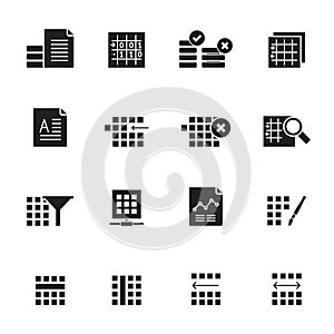 Silhouette Database and Table Formatting Icons