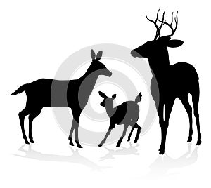 Silhouette Deer Family