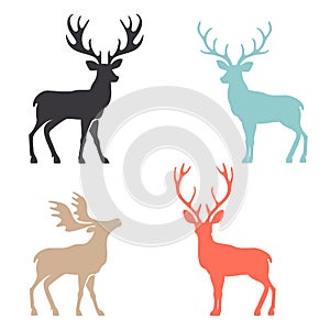 Silhouette deer with great antler animal vector illustration.