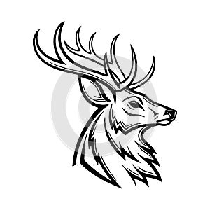 Vector illustration of a deer head silhouette, ideal for a logotype photo