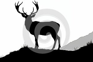 Silhouette Deer , Shadow Animal illustration, White Background
