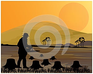 Silhouette deforestation vector design