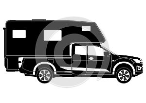 Silhouette of a demountable camper. Vector.