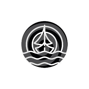 Silhouette design sailing ship logo