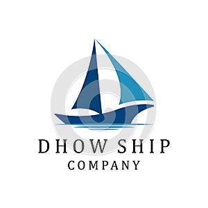 Silhouette of Dhow logo design. Dhow Or Ship Logo Design Inspiration Vector. Traditional SailTraditional Sailboat from Asia