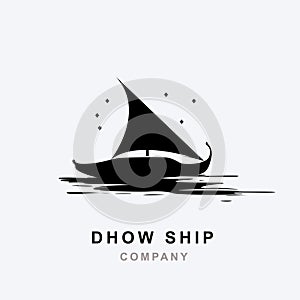 Silhouette of Dhow logo design, Traditional Sailboat from Asia ,Africa