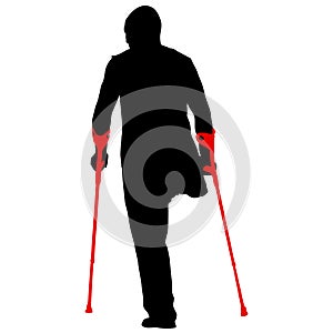 Silhouette of disabled people on a white background. Vector illustration