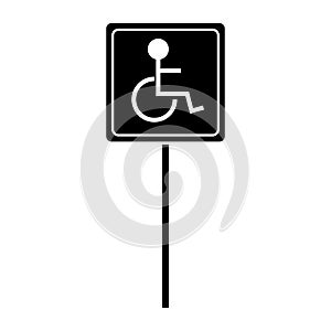 Silhouette disabled person wheelchair sign road