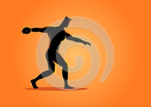 Silhouette of a discus throw athlete