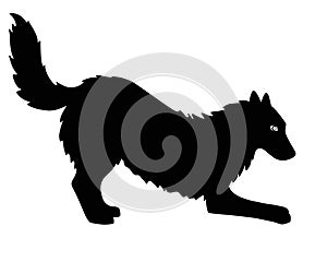 The silhouette of a dog. Big shaggy dog - black vector silhouette for logo or sign. Dog silhouette for corporate identity or picto